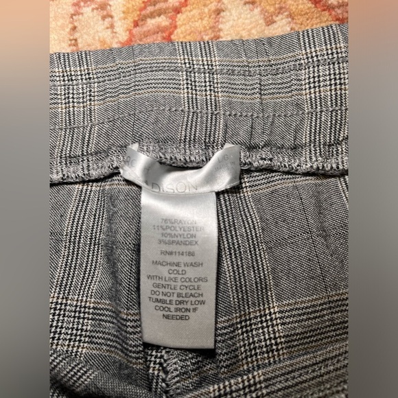 89th and Madison checkered black-and-white pants with side zip pockets size LG - Picture 5 of 10